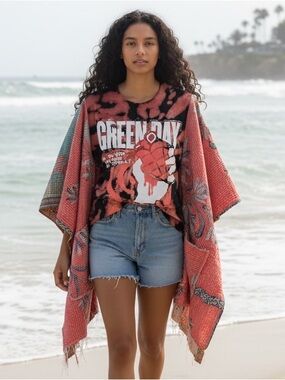 GREEN DAY Top Boho Festival Granny D Original Handmade Wearable Art